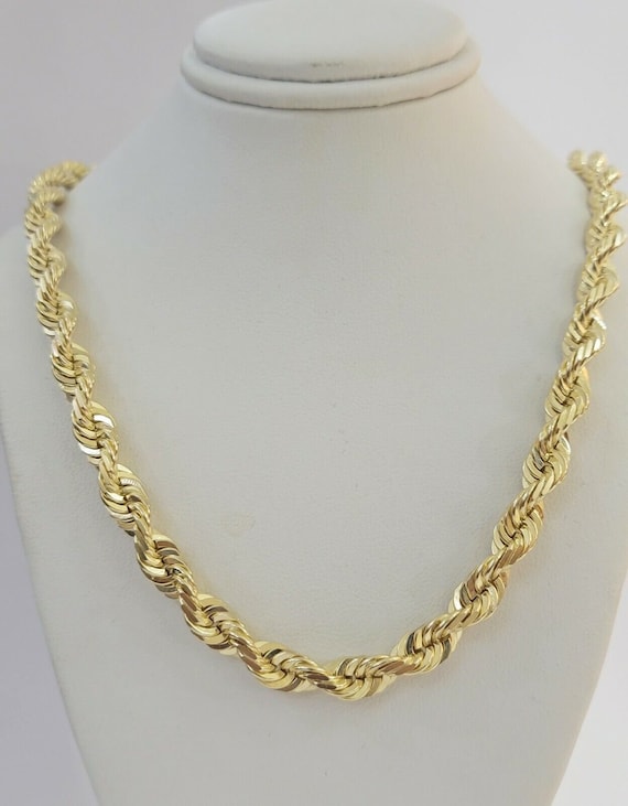 Solid 10K Yellow Gold Rope Chain 7 MM 24-32 inches