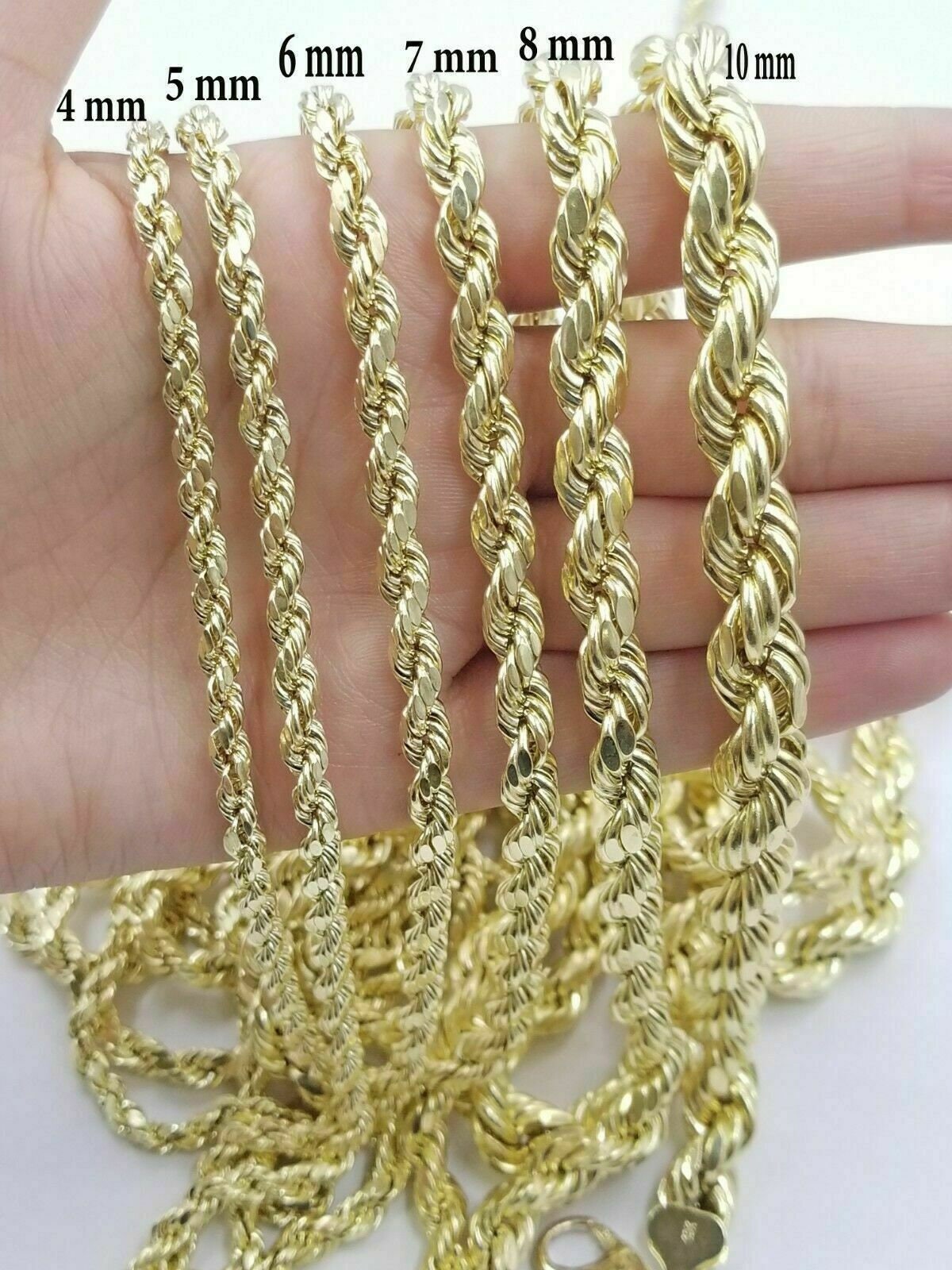 10k Yellow Gold Rope Chain Necklace 18