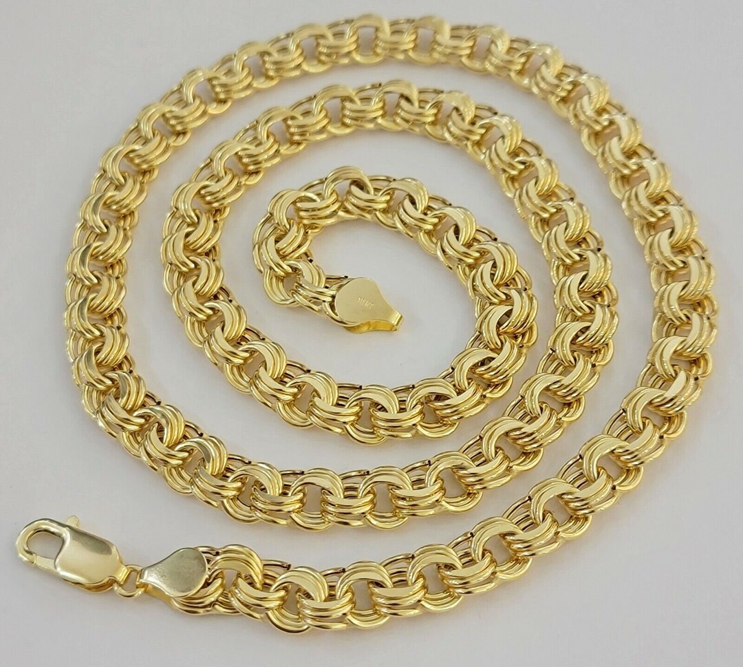 Mens Real Gold Necklace Chino Chain 10k Yellow Gold Chino 8mm Etsy