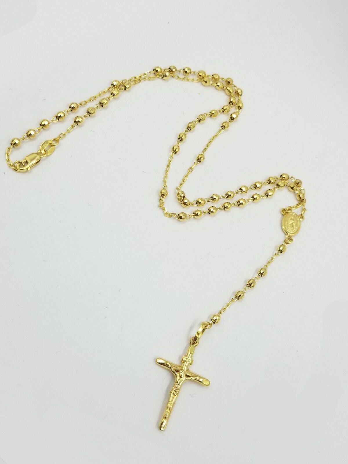 Buy 10k Yellow Gold Smooth Bead Womens/kids Rosary Chain 17' 3mm Online at  SO ICY JEWELRY