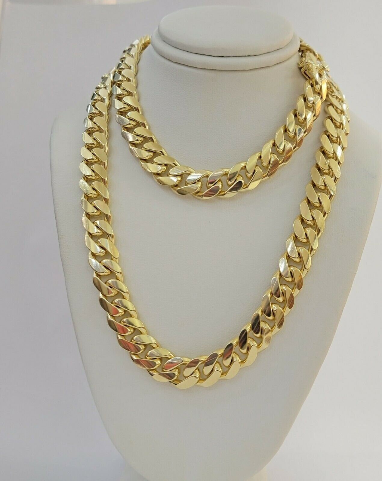 Real 10K Yellow Gold Chain Solid Miami 