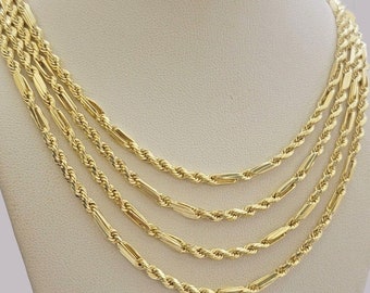 real 10k yellow gold milano rope chain necklace 18"-24"inches 3mm 10kt men women