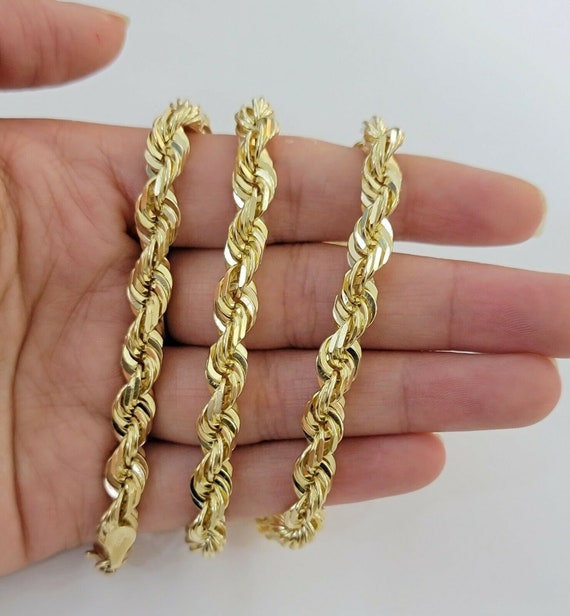 7mm Solid 10K Yellow Gold Rope Chain 