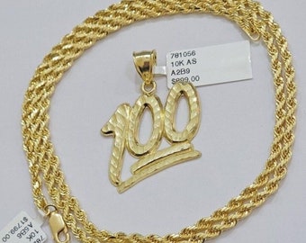 10kt yellow gold rope chain everybody eats charm pendant 18-28 inch necklace 3mm