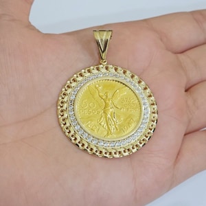 mexican centenario coin 1947 charm pendant replica 50 pesos with bezel 10kt gold