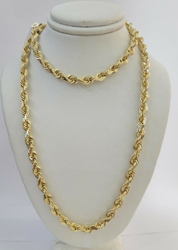 14K Gold Rope Chain Solid Necklace 6mm 