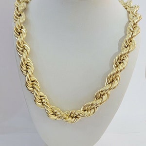 real 10k gold rope chain mens necklace 12mm 22&quot; 24&quot; 26&quot; 28&quot; 30&quot; 10kt yellow gold