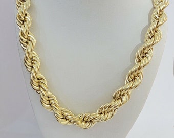 14K Yellow Gold Solid Rope Chain 15MM, GA