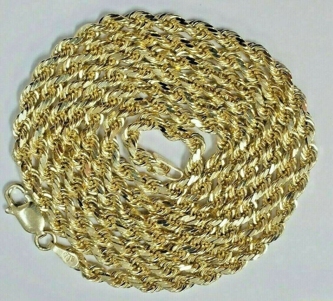 Real 14K Gold Rope Chain 3mm 4mm Necklace Solid 14kt Yellow Gold 1630