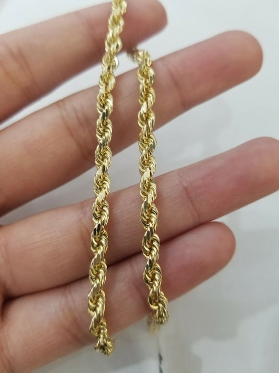 10K Yellow Gold 10mm Diamond Cut Hollow Rope Link Chain Necklace 22 - 30  Inches - JFL Diamonds & Timepieces