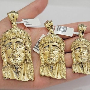 real 10k gold pendant jesus head charm 10kt yellow gold for men&#39;s different size