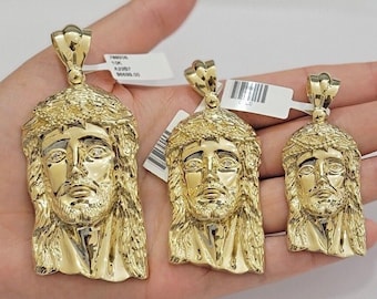 real 10k gold pendant jesus head charm 10kt yellow gold for men's different size