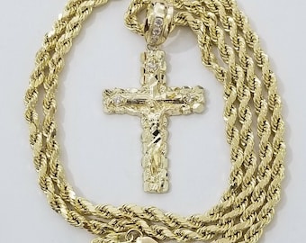 10kt yellow gold rope chain everybody eats charm pendant 18-28 inch necklace 3mm