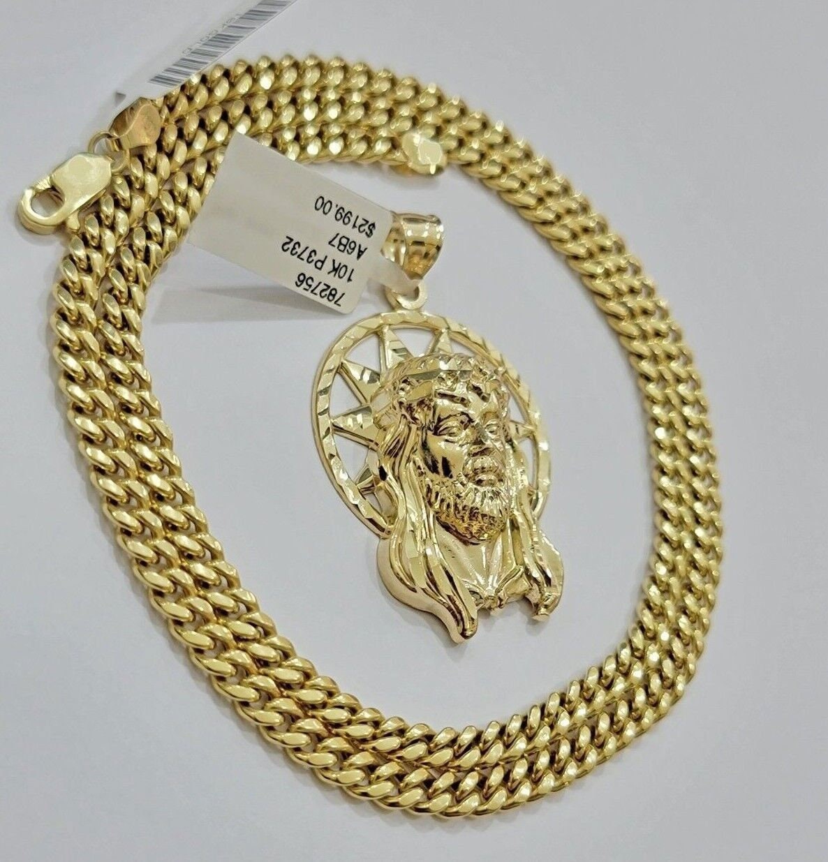 Goldum NYC Solid 10K Yellow Gold Jesus Head Miami Cuban Pendant – Diamond Cut