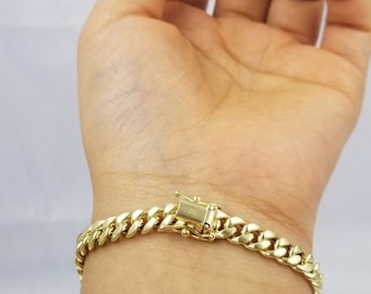 real 10k gold miami cuban bracelet 7" 6mm 10 kt yellow gold strong links ladies