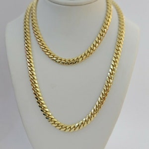 Real 10K Gold Chain Necklace Miami Cuban Link 18&quot;-28&quot; 6Mm10kt Yellow Gold Solid