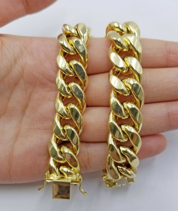 15mm 10K Gold Men's Bracelet Miami 