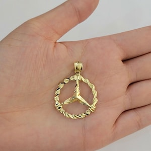 10k gold men&#39;s pendant 10kt yellow gold ,unique rope style charm for chains,real