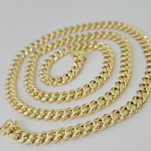 real 10k gold miami cuban link chain necklace 7mm 26&quot; 10kt yellow gold box lock