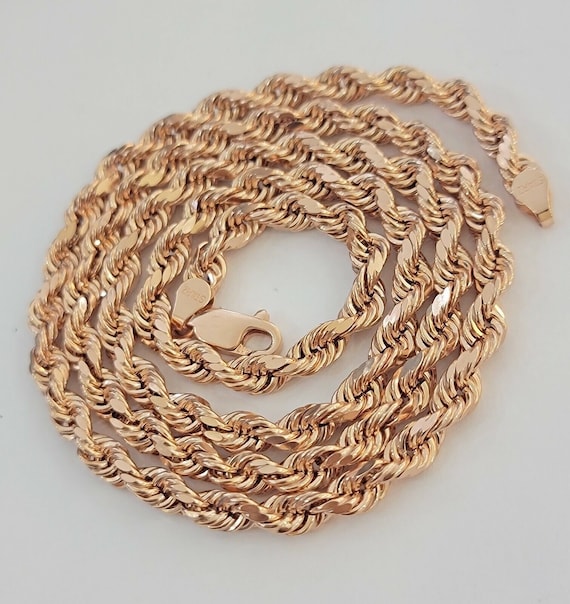 Rose Gold 20 10k Gold Rope Chain Real 10k Rose Gold Rope Necklace - Main Image
