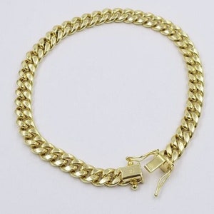 Mens 10k Yellow Gold Miami Cuban Bracelet, 6mm, 7.5 Inch