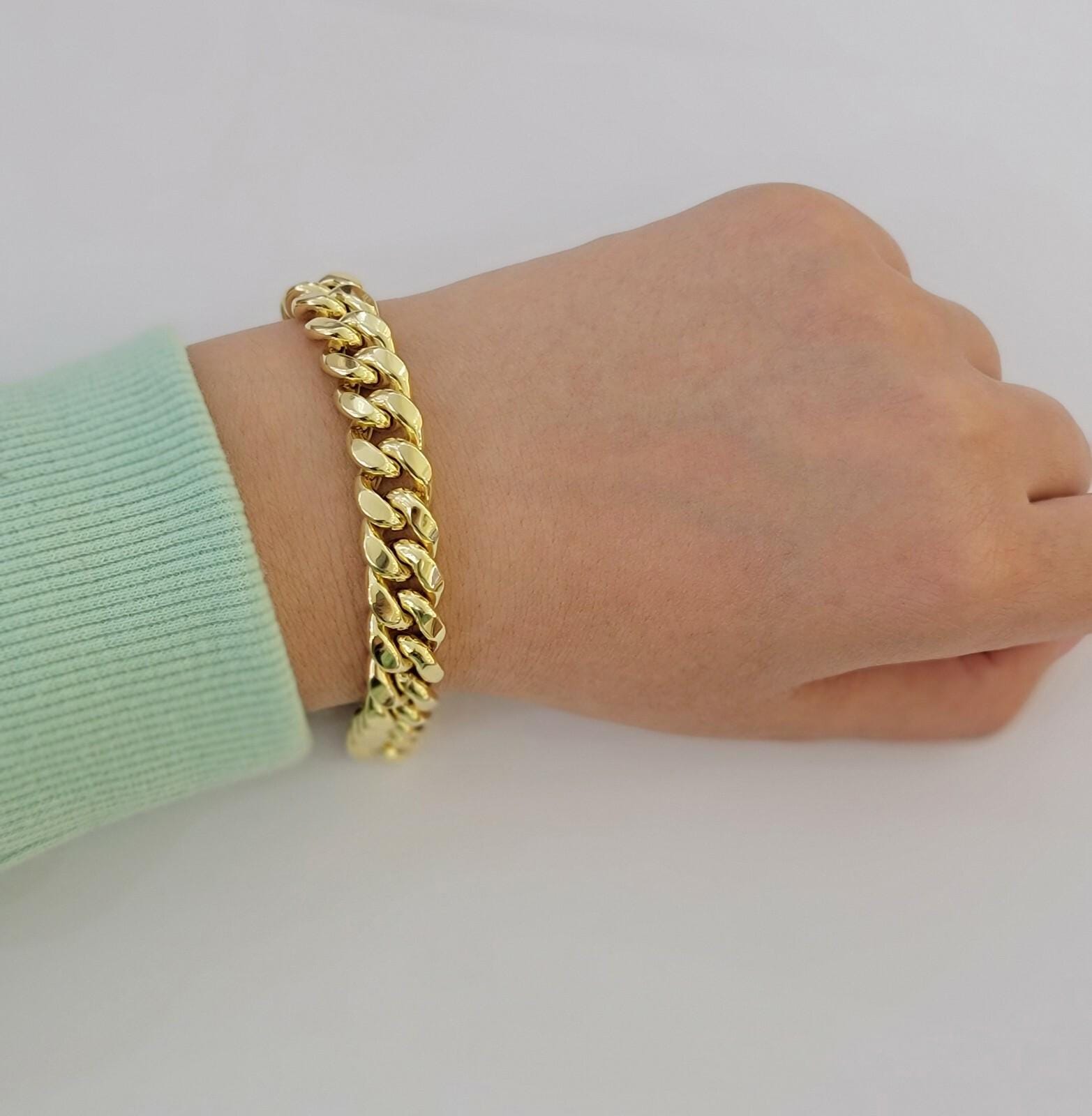 thumbnail interactive-video image 1 of 8mm 10k Real Yellow Gold Miami Cuban Link Bracelet – 7.5 To 9 Inch – Men's, Made In Italy, Box Clasp 1 of 3