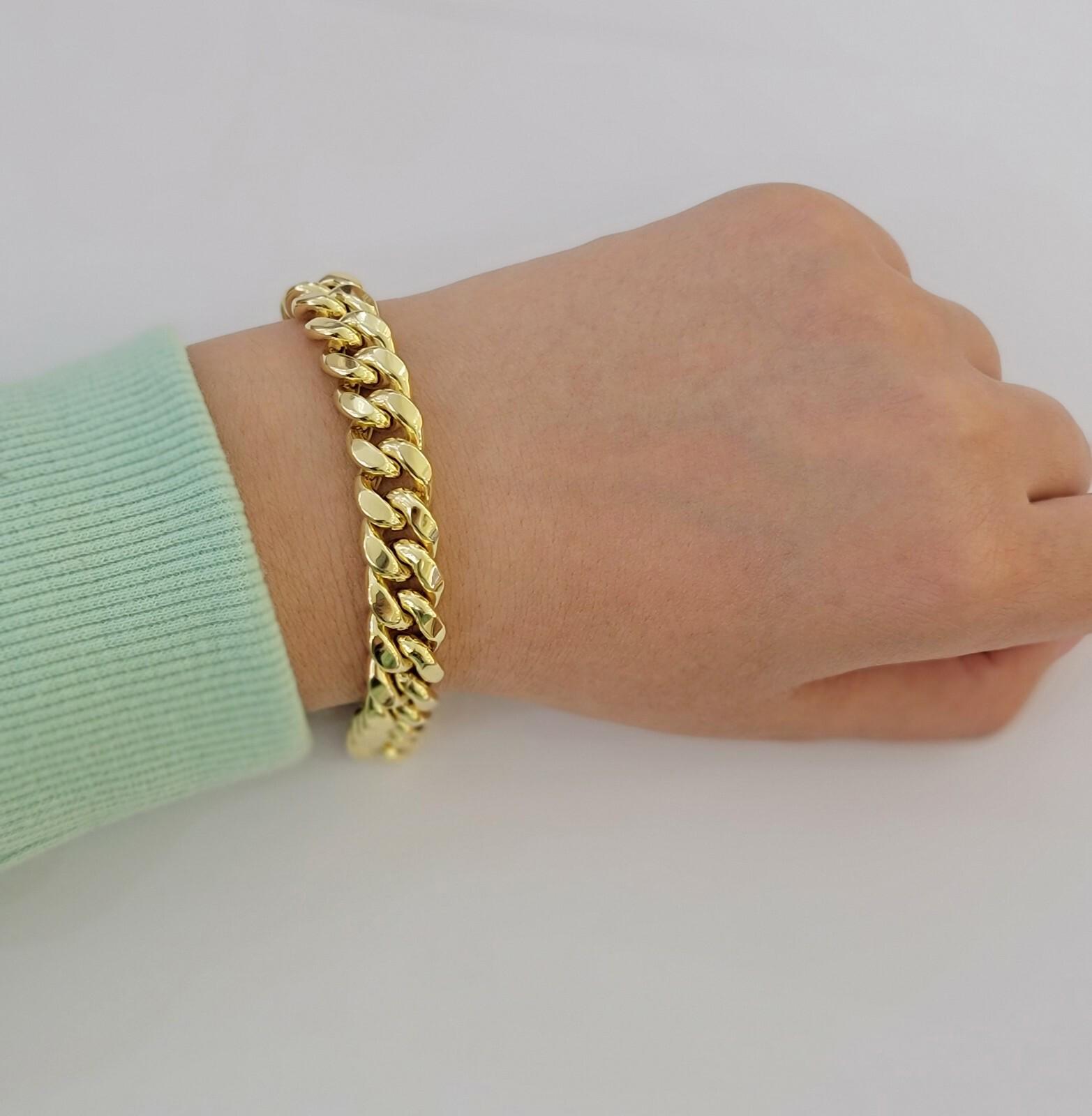 8mm 10k Real Yellow Gold Miami Cuban Link Bracelet – 7.5 To 9 Inch – Men's, Made In Italy, Box Clasp