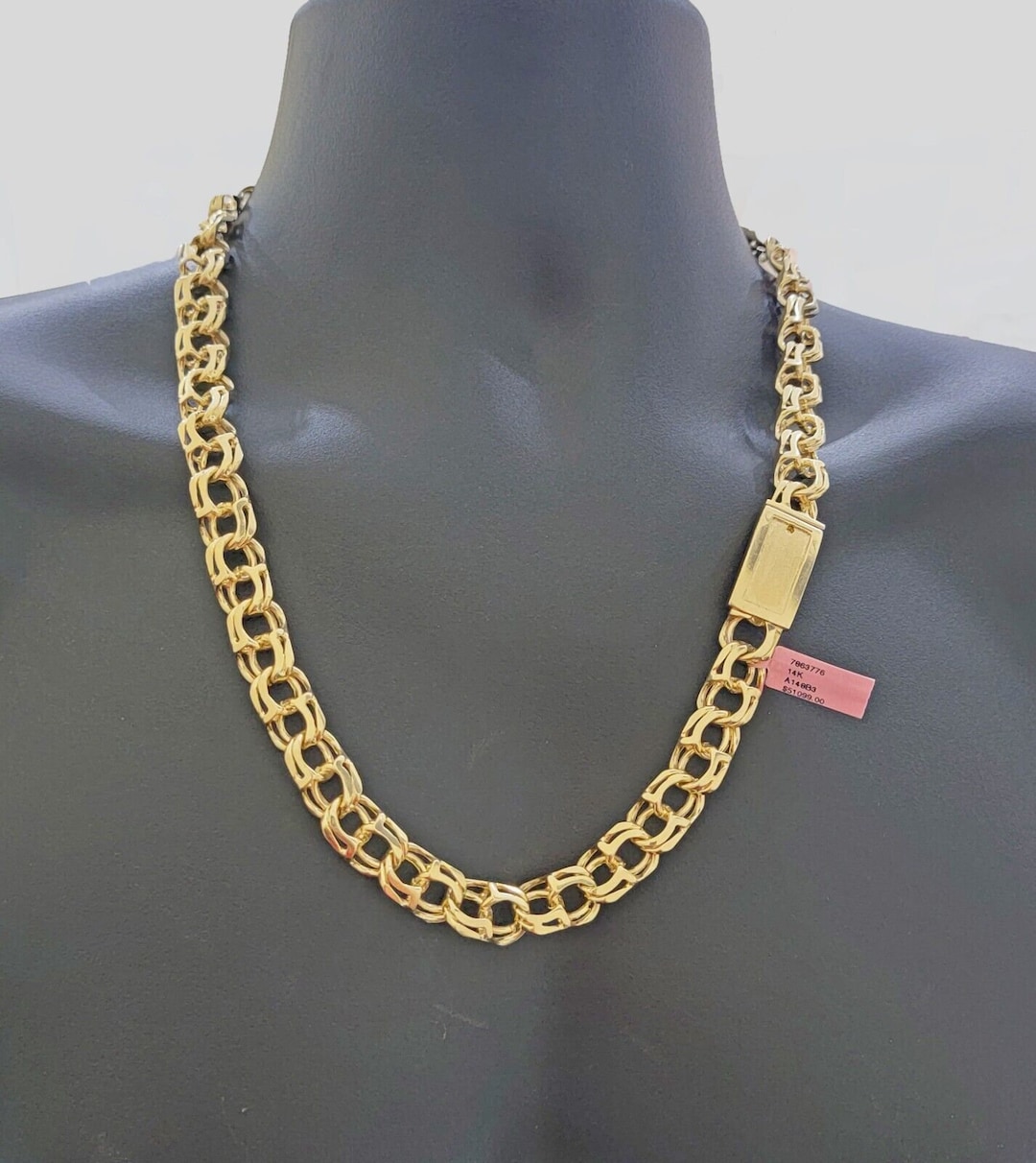 14k Gold Mens Necklace Chino Link Chain 24 Inch Real 14kt Yellow Gold ...