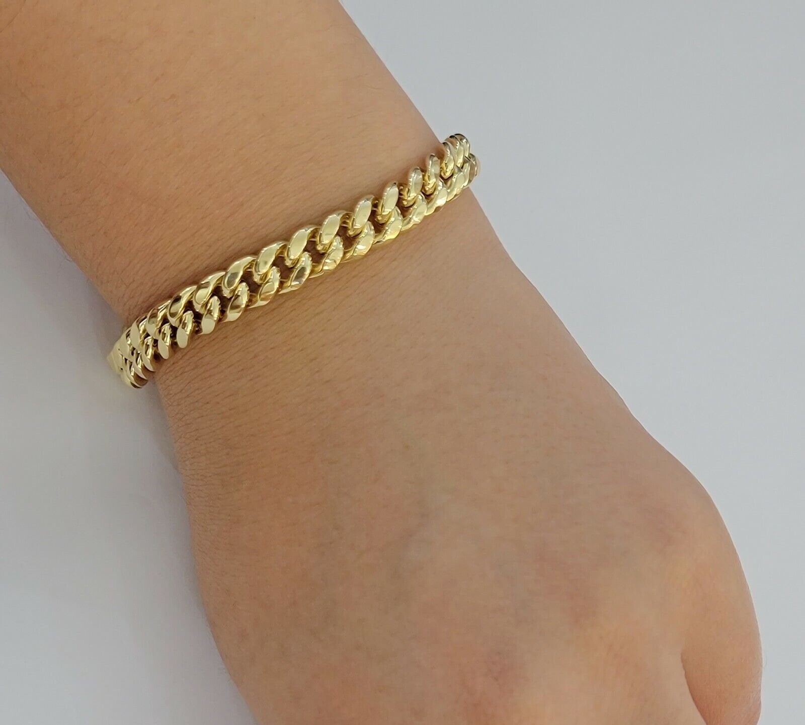 Ladies 10k Gold Bracelet Cuban Link 7 7mm 10kt Yellow Gold Strong