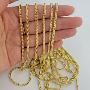 real 10k yellow gold chain franco 16-26&quot; necklace 2.5mm strong chain for pendant
