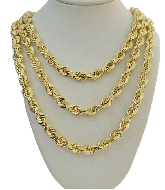 Buy Real 10k Gold Solid Rope Chain Mens Necklace 8mm 24 Inch