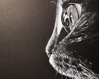 Personalized drawing of your pet - White on Black