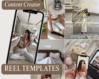 5 Aesthetic Instagram Reel Templates Canva | Editable Reel Templates for Content Creators | Plug & Play Vertical Video Templates