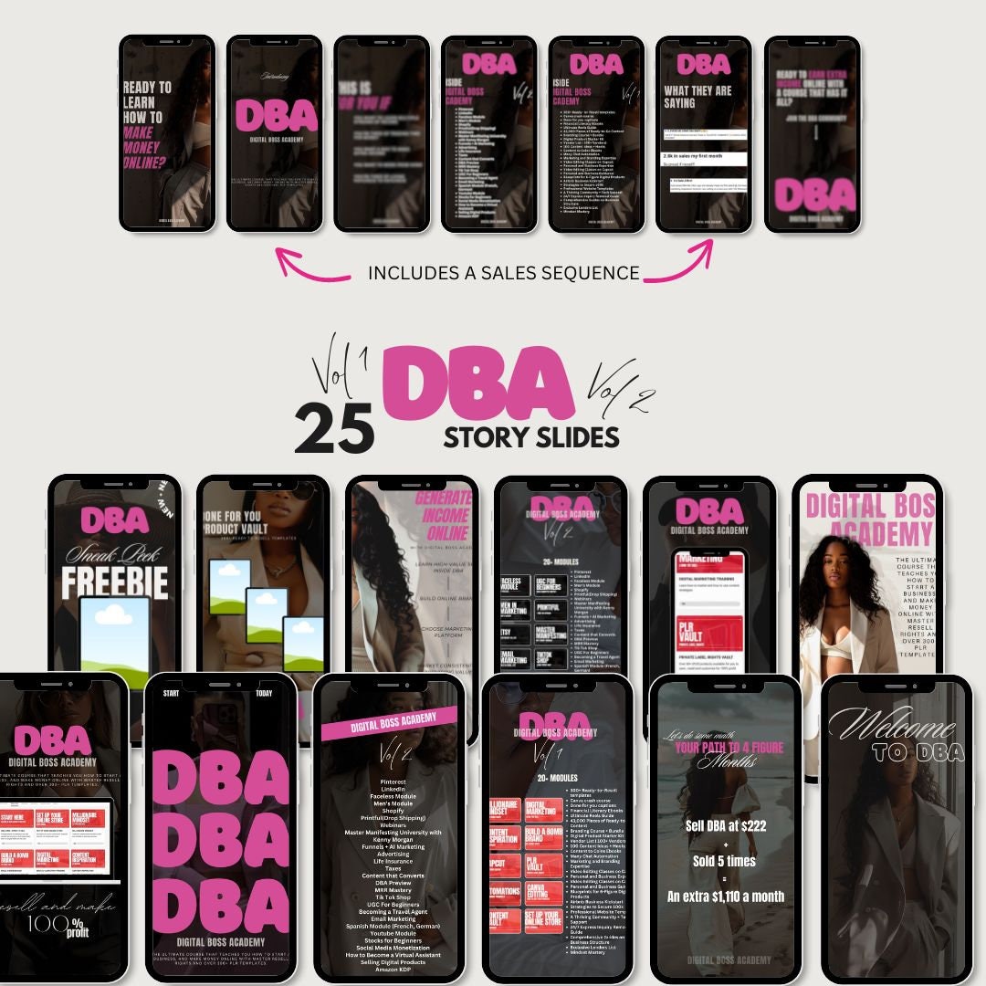 DBA Story Slides: 25 Canva Templates to Sell Online (digital Download ...