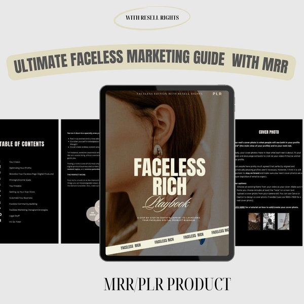 Faceless Rich Playbook: Step-by-Step Blueprint for Your Digital Product Business Faceless Instagram | MRR & PLR | 100 Pages