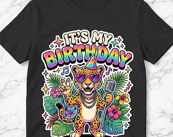 It’s My Birthday Zoo Animals Leopard Cheetah Birthday Party PNG: Safari Jungle Celebration png Wild Cat Clipart (Digital Download)