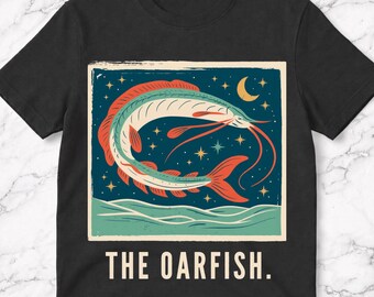 The Oarfish Tarot Card Crescent Moon Celestial Stars T-Shirt, Ocean Mystic Gift, Astrology Sea Creature Graphic Tee