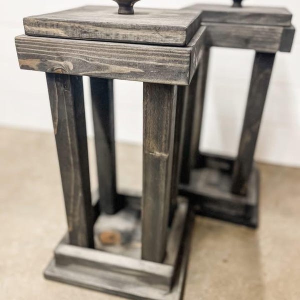 Rustic Wooden Lanterns (Set of Two)