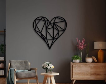 Geometric Heart Metal Wall Art, Love Heart Geometric Decoration, Heart Sign, Wedding Gift, New Home Gift, Gift For Her