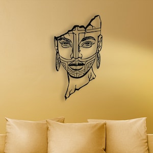 African Lady Metal Wall Decor, Broken Women Face Wall Decor, African Queen Decor, African Women Metal Wall Art, Framed Wall Decor