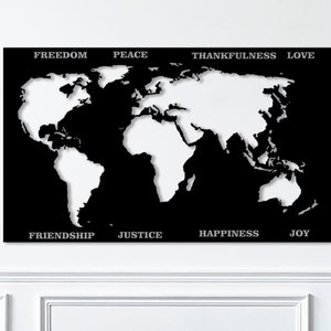 Mapa del mundo, arte de pared de metal, mapa del mundo de metal, decoración de la pared, colgante del mapa del mundo, decoración de la pared del arte del alambre, decoración del arte de la pared, decoración sobre la cama, decoración boho
