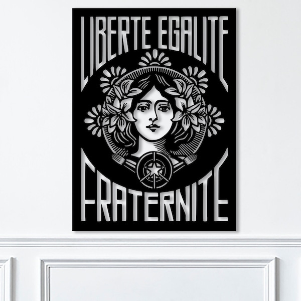 Wall Decor, Liberte Egalite Fraternite, Metal Wall Art, French Revolution Sign, Wire Art Wall Decor, Liberty, Equality, Fraternity