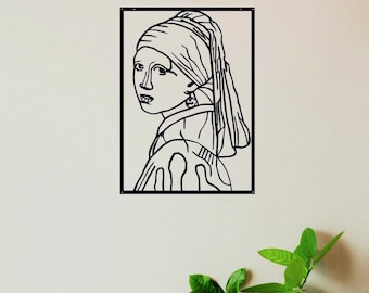 Metal Woman Face Line Art: Cafe Office Wall Decor