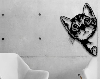 Metal Cat Wall Art, Cute Animal Decor, Gift for Cat Lover