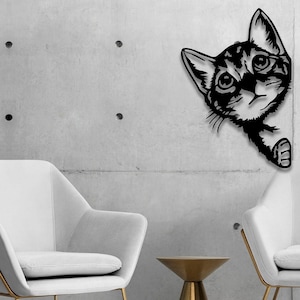 Metal Cute Cat Wall Art, Cat Wall Decor, Gift For Cat Lover, Gift For Cat Mom, Animal Wall Decor, Cute Cat Art, Cat Wall Hangings