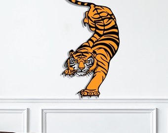 Colorful Tiger Metal Wall Art: Handmade Wildlife Decor