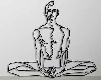 Lotus Pose Metal Wall Art: Minimalist Yoga Decor