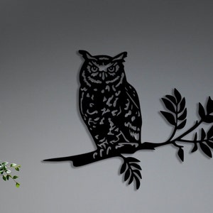 Decorazione murale in metallo a forma di gufo, decorazione murale a forma di gufo notturno, decorazione murale a forma di gufo, decorazione murale in filo metallico, opera d'arte a forma di gufo, decorazione murale a forma di gufo in metallo, cartello con uccello