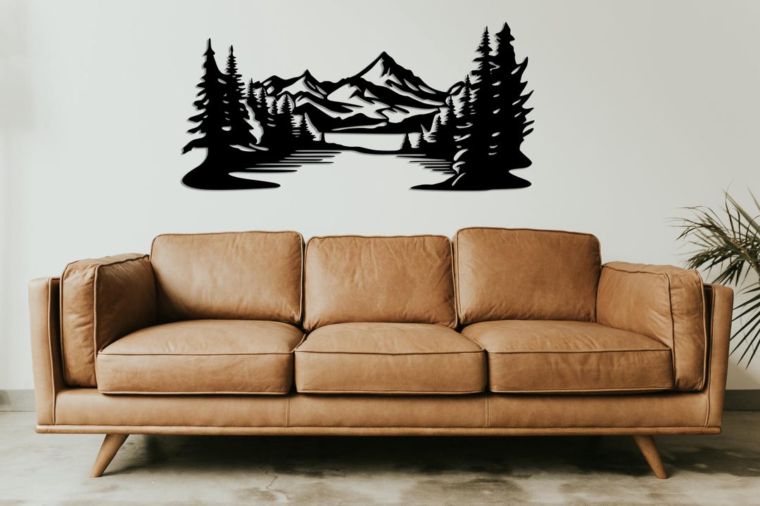 Mountain and Forest Metal Wall Art Extra Large Farmhouse Decor ...