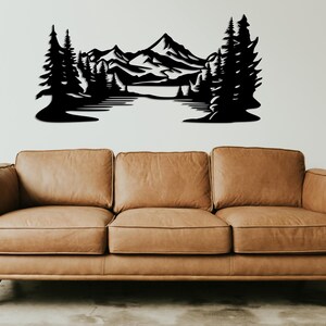 Mountain and Forest Metal Wall Art Extra Large Farmhouse Decor, Landscape Wall Art, Modern Wall Decor, Living Room Wall Art,Lake House Decor